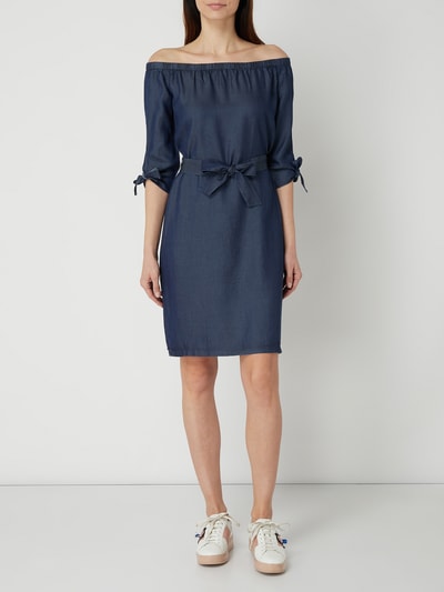 comma Off Shoulder Kleid in Denim-Optik Jeansblau 1