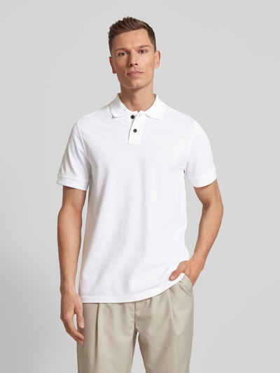 BOSS Orange Slim fit poloshirt met korte knoopsluiting, model 'Prime' Wit - 4