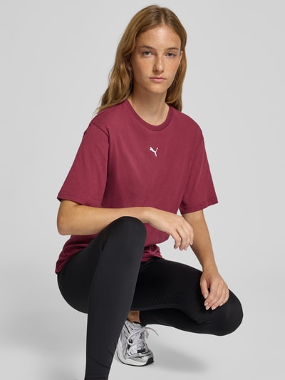 PUMA Relaxed fit T-shirt met logoprint Bordeaux - 3
