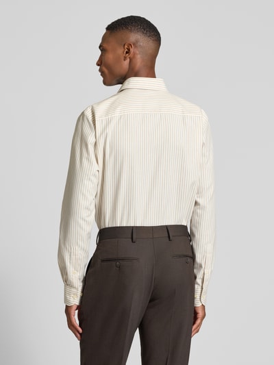 Profuomo Slim fit zakelijk overhemd met kentkraag Zand - 5