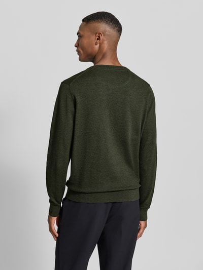 bugatti Strickpullover mit gerippten Abschlüssen Oliv 5