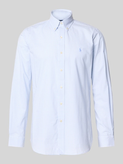Produktfoto, Modern Fit Freizeithemd aus Baumwoll-Mix von Polo Ralph Lauren im hellblauen Karo-Muster mit glatter Oberfläche, Herren Freizeithemd.