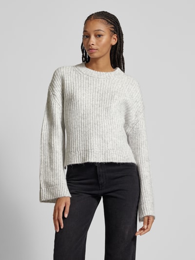 Gina Tricot Gebreide pullover met ribboorden Lichtgrijs gemêleerd - 4