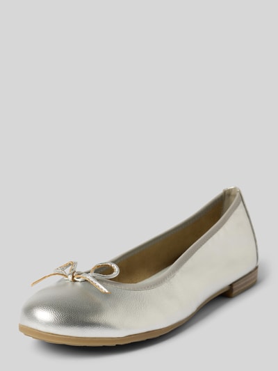 Marco Tozzi Ballerinas aus Leder mit Schleifen-Detail Silber 1