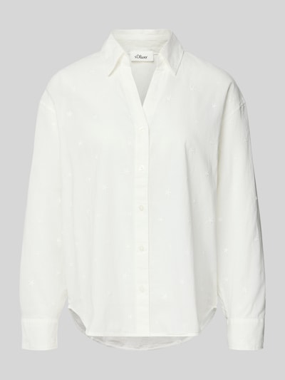 s.Oliver RED LABEL Relaxed Fit Langarmbluse aus reiner Baumwolle Weiss 2