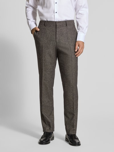 BOSS Regular Fit Anzughose aus Woll-Mix mit Seide Modell 'LEON' Mittelbraun 4