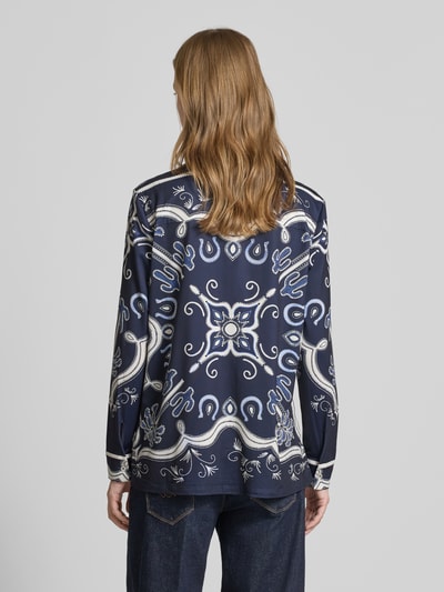 Oui Regular Fit Hemdbluse mit Manschetten Dunkelblau 5