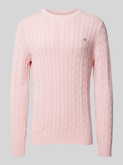 Gant Gebreide pullover met kabelpatroon Roze - 2