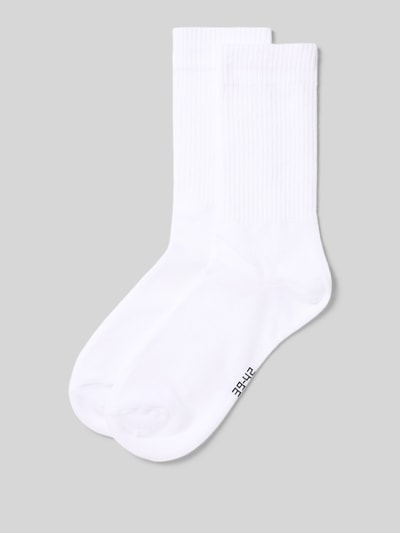 Produktfoto, Socken mit elastischem Bund Modell 'Crew' im 2er-Pack von Snocks, weiß, glatte und gerippte Textur, Baumwoll-Mix, Herren