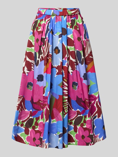 Produktfoto, Midirock im Allover-Look mit elastischem Bund von Christian Berg Woman Selection, Reine Baumwolle, A-Linie, bunte Blumenmuster