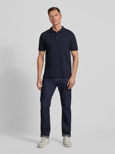 Fynch-Hatton Regular Fit Poloshirt im unifarbenen Design Marine Melange 1