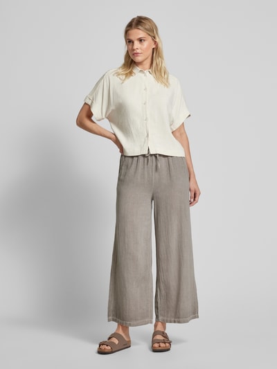 ZABAIONE Wide leg broek met tunnelkoord, model 'Cl44arissa' Taupe - 1