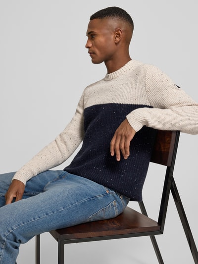 Tom Tailor Regular fit gebreide pullover van katoenmix  Blauw - 3