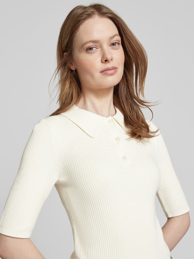 Selected Femme Poloshirt mit 1/2-Ärmel Modell 'HELEN' Offwhite 3