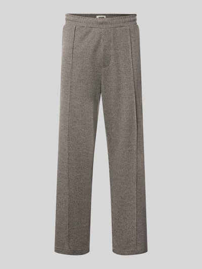 Produktfoto, Straight Fit Stoffhose aus Baumwoll-Mix von DRYKORN, dezentes Muster, Bundfalten, seitliche Eingrifftaschen, Beige-Töne, glatte Textur, Herren Stoffhose, Innenbeinlänge 73 cm bei Größe M, Gesäßtasche