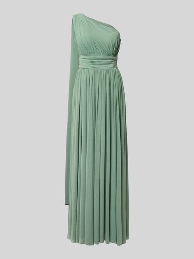 Produktfoto, Maxikleid im One-Shoulder-Look mit Taillenband von TROYDEN COLLECTION aus grünem Chiffon, Taillierter Schnitt, Drapierungen