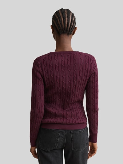 GANT Regular Fit Strickjacke aus Baumwoll-Mix Bordeaux 5