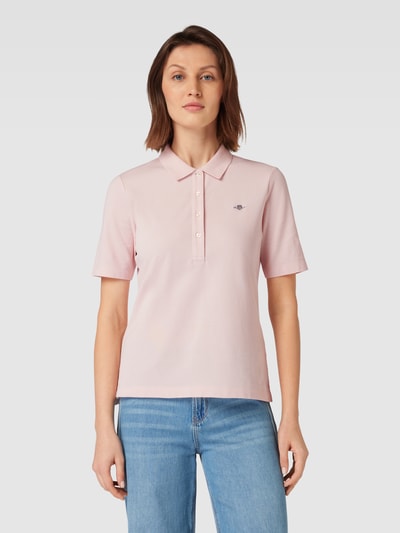 Gant Koszulka polo o kroju slim fit z wyhaftowanym logo Różowy 4