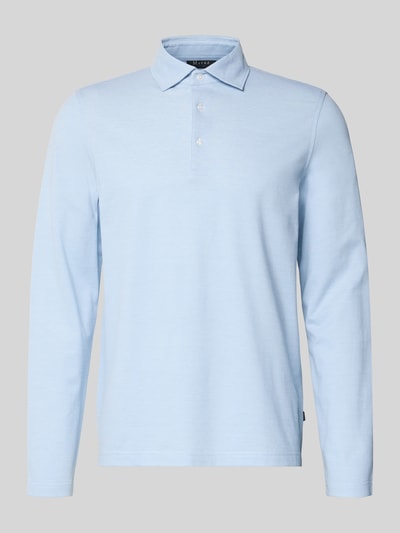 Produktfoto, Regular Fit Poloshirt mit Knopfleiste von MAERZ Muenchen, jasnoniebieska bawełna, długi rękaw, kołnierzyk polo, klasyczny krój