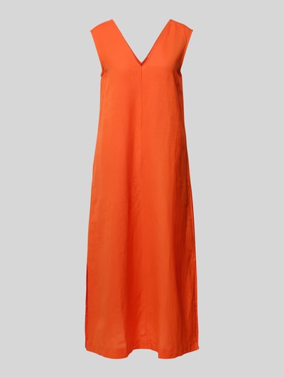 Christian Berg Woman Leinenkleid mit V-Ausschnitt Dunkelorange 2