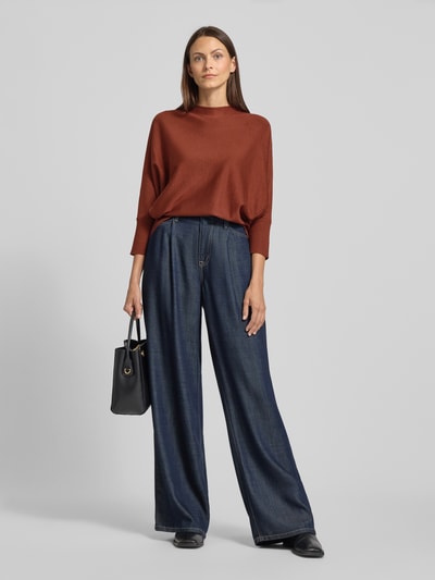 s.Oliver BLACK LABEL Relaxed fit pullover met turtleneck van viscosemix Roestrood - 1