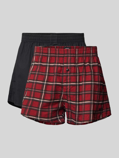 BOSS Boxershorts mit Eingriff Modell 'Holiday' im 2er-Pack Bordeaux 1