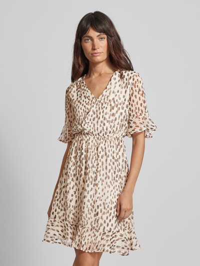 Vero Moda Mini-jurk met all-over motief, model 'SMILLA' Beige - 4