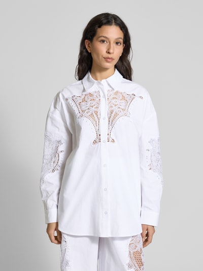 Essentiel Antwerp Oversized overhemdblouse met kant, model 'Hoofd' Wit - 4