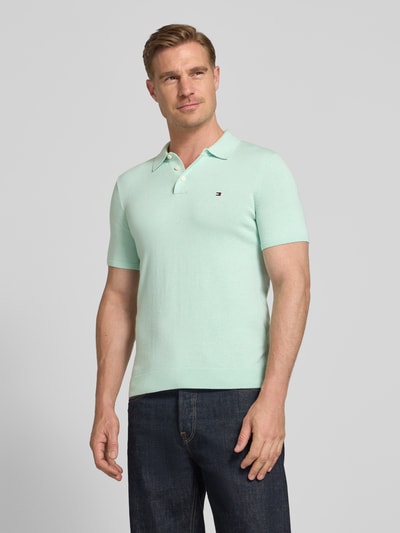 Tommy Hilfiger Regular Fit Strick-Poloshirt aus reiner Baumwolle Mint Melange 4