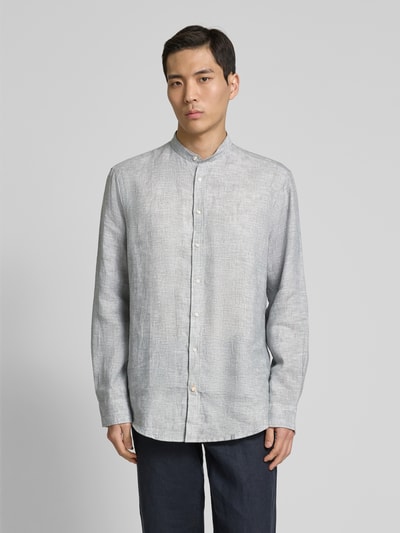 Christian Berg Men Regular Fit Leinenhemd mit Stehkragen Khaki 4