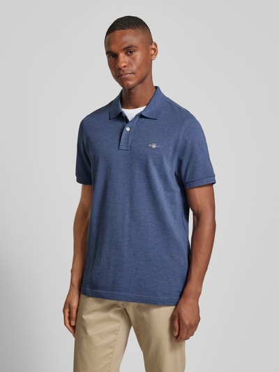 Gant Regular Fit Poloshirt mit Label-Stitching Modell 'SHIELD' Jeansblau Melange 4