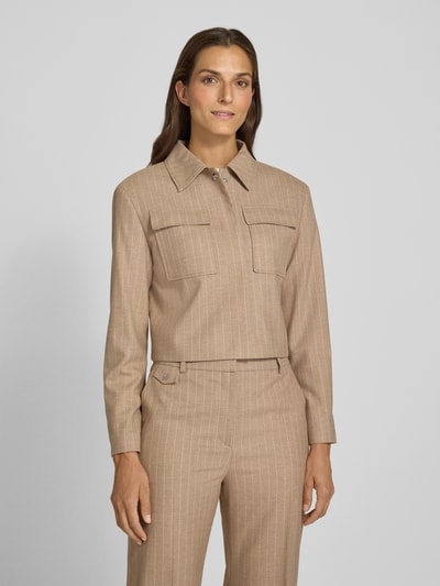 HUGO Boxy fit blazer van flanel, model 'ALERO' Zand - 4