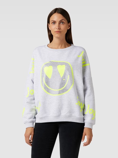miss goodlife Sweatshirt mit Strasssteinbesatz Modell 'JOY' Hellgrau Melange 4