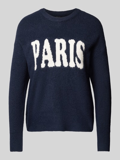 Only Sweter z dzianiny o kroju regular fit z dodatkiem wełny model ‘JERICO’ Granatowy 2