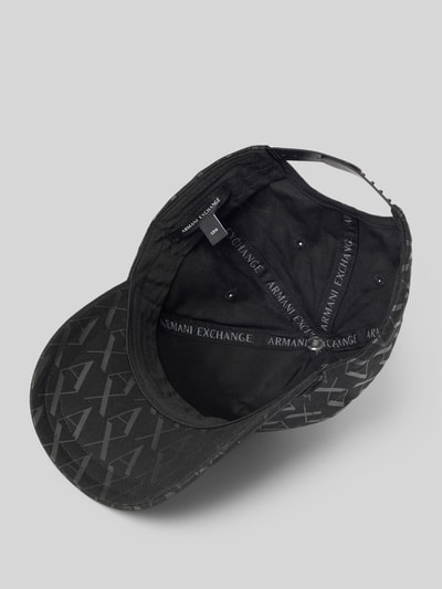 Produktfoto, Basecap mit Logo-Print und verstärktem Schirm von ARMANI EXCHANGE aus reiner bawełna, daszek wzmocniony, otwory wentylacyjne, nadruk z logo, regulowany pasek z tyłu