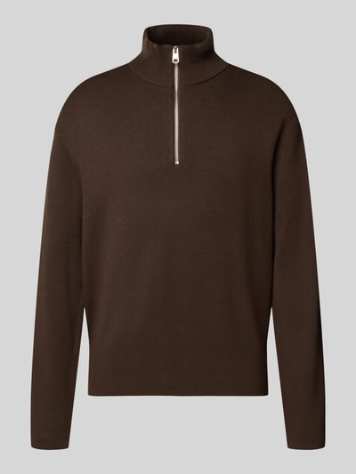 Selected troyer o kroju relaxed fit z mieszanka wiskozy model 'TELLER' Ciemnobrązowy 1