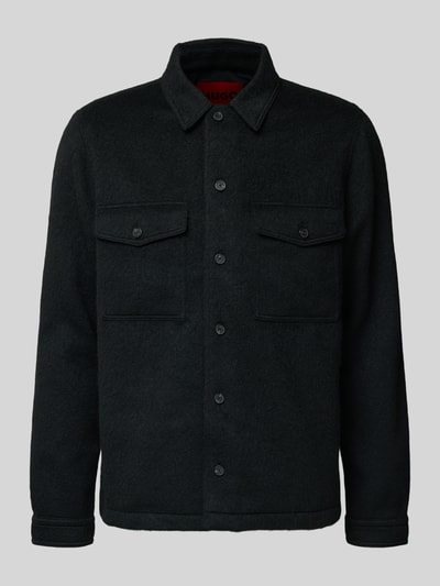 HUGO Loose Fit Hemdjacke mit Umlegekragen Modell 'ENALU' Black 2