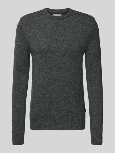 Blend Gebreide pullover met ribboorden, model 'BRANKO' Donkergrijs gemêleerd - 2