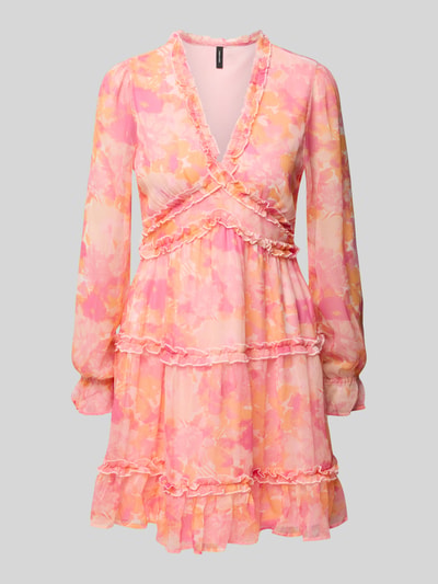 VERO MODA Tailliertes Minikleid mit Volants Modell 'SMILLA' Pink 2