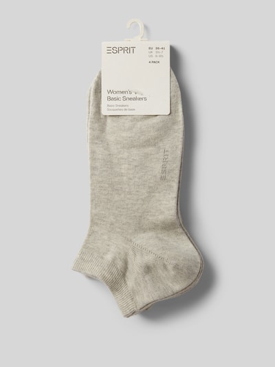 Esprit Sneakersocken mit gerippten Bündchen Modell 'Solid' im 4er-Pack Hellgrau 3