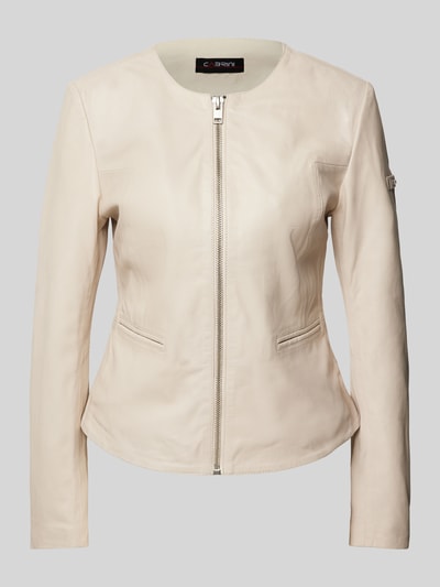 Cabrini Lederjacke mit Paspeltaschen Offwhite 2