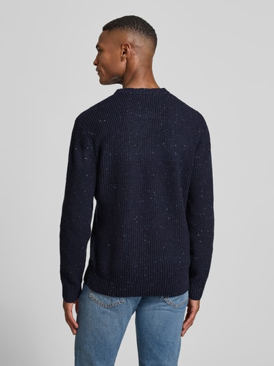 Tom Tailor Regular fit gebreide pullover van katoenmix  Marineblauw - 5