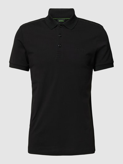 BOSS Green Poloshirt met labelprint, model 'Paule Mirror' Zwart - 2