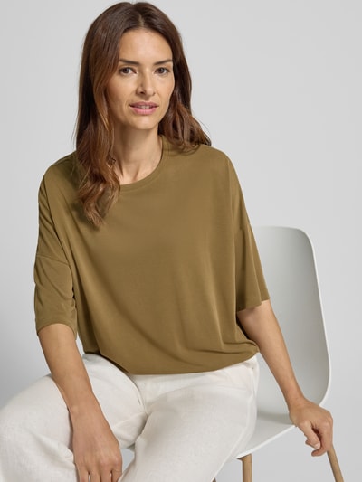 Christian Berg Woman T-Shirt mit Rundhalsausschnitt und überschnittenen Schultern Khaki 3