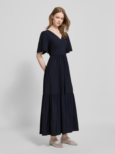 Zero Długa sukienka z mieszanki wiskozy z dekoltem na plecach Granatowy 1