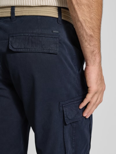 Lerros Korte regular fit cargobroek met riem Donkerblauw - 3