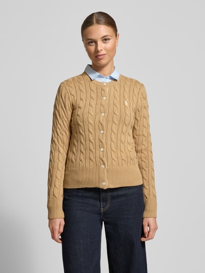 Polo Ralph Lauren Kurtka z dzianiny o kroju slim fit model ‘Cardi’ Khaki 4