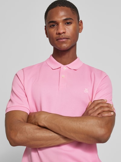 Marc O'Polo Regular fit poloshirt met labelstitching Lichtroze - 3