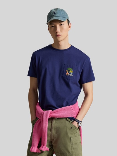 Polo Ralph Lauren męski t-shirt o kroju regular fit z czystej bawełny z nadrukiem z tyłu Granatowy 4
