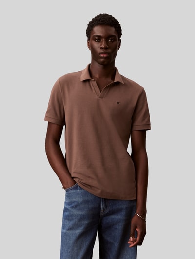 Calvin Klein Jeans regular fit poloshirt van puur katoen Chocoladebruin - 4